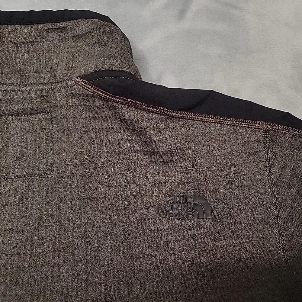 The North Face Jacket Mens Large Brown Grid Fleece Full Zip technical Hiking